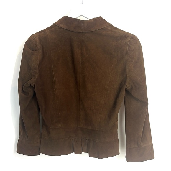 DSQUARED2 Brown Suede Ruffle-Trim Moto Jacket - Picture 2 of 11